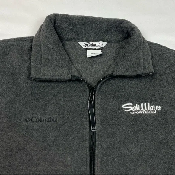 Columbia Salt Water Sportsman Mens Fleece Vest Sz Large Dark Grey Full Zip B7 - Picture 3 of 7